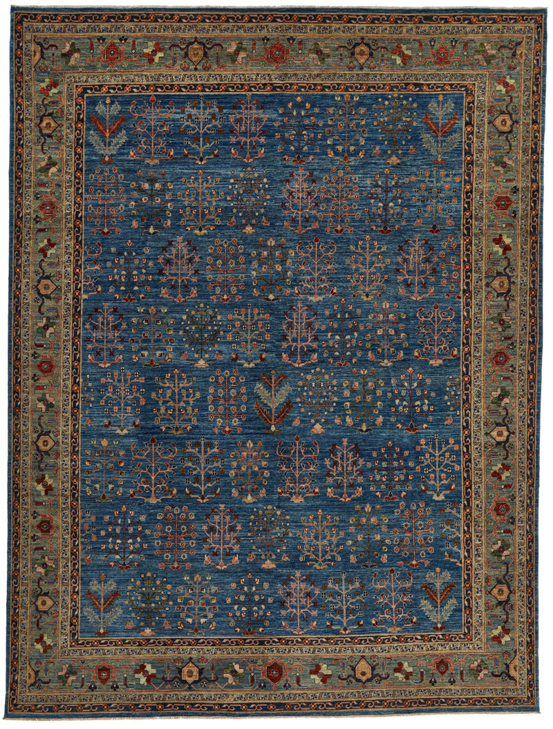9x12 Blue and Green Anatolian Traditional Rug