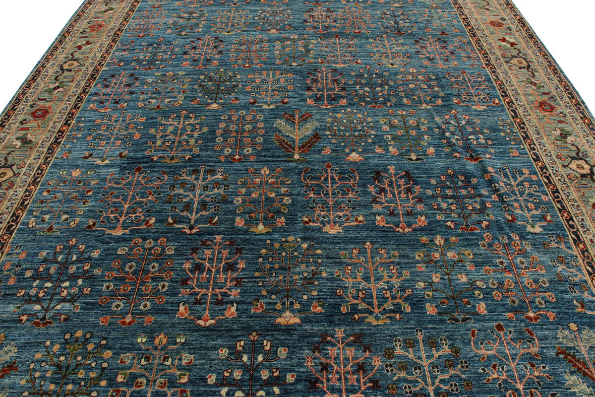 9x12 Blue and Green Anatolian Traditional Rug