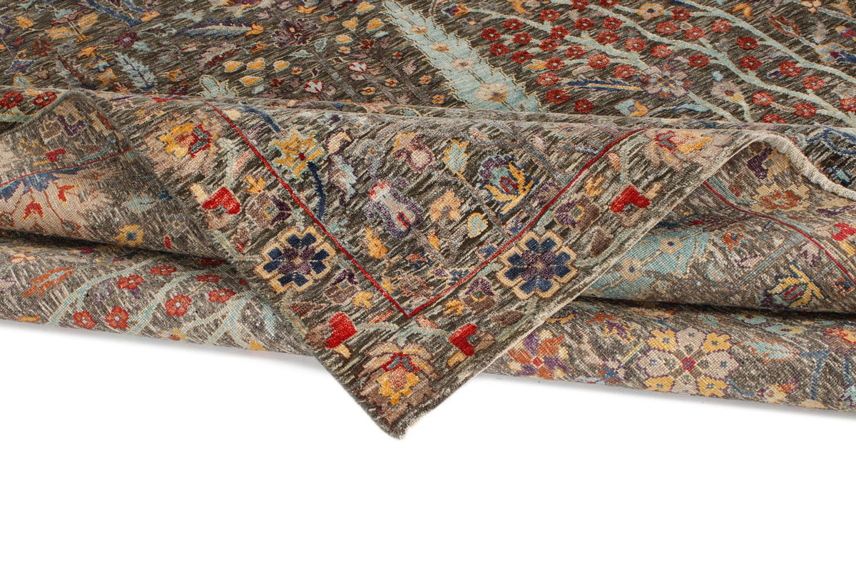 10x14 Gray and Multicolor Turkish Oushak Rug