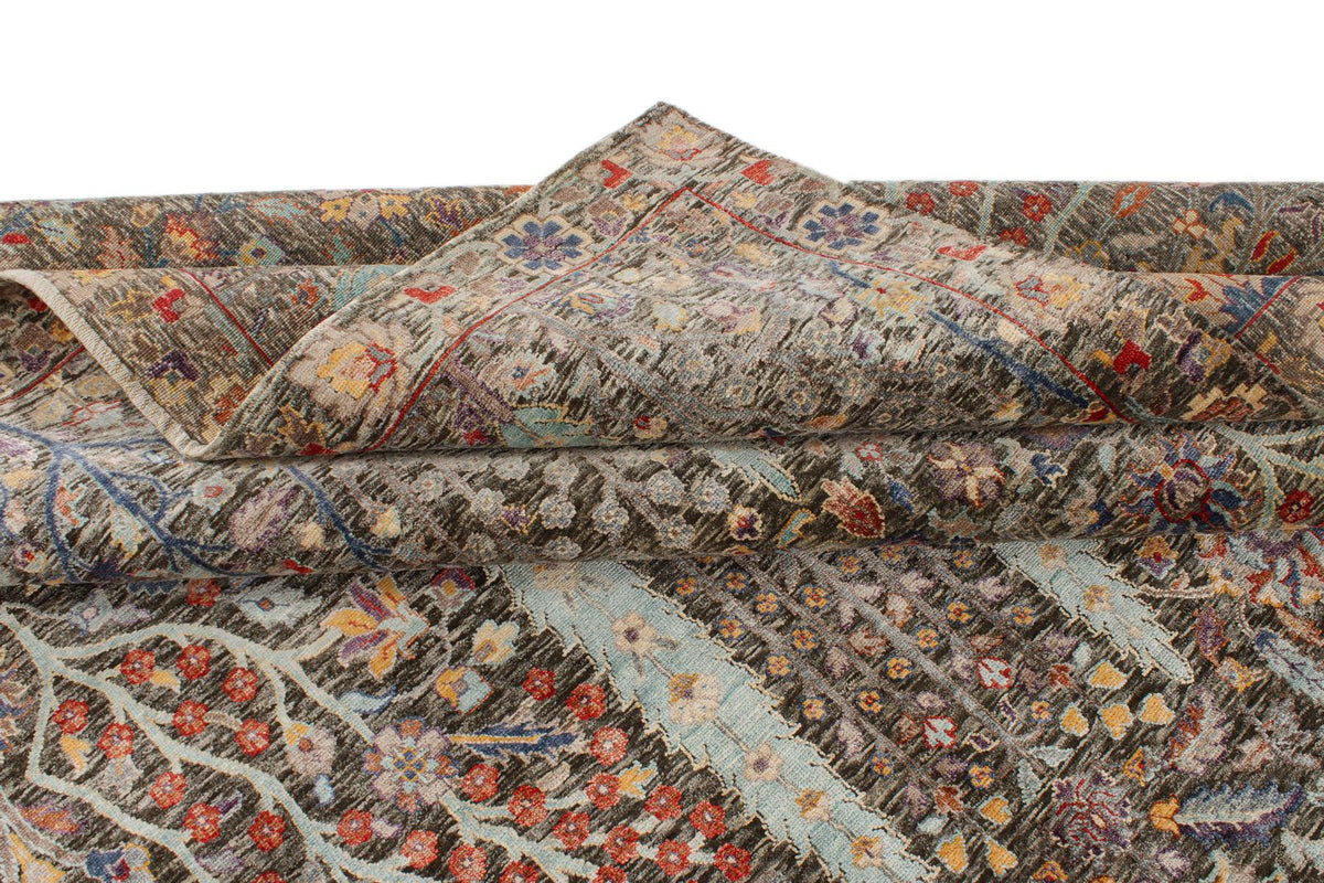10x14 Gray and Multicolor Turkish Oushak Rug