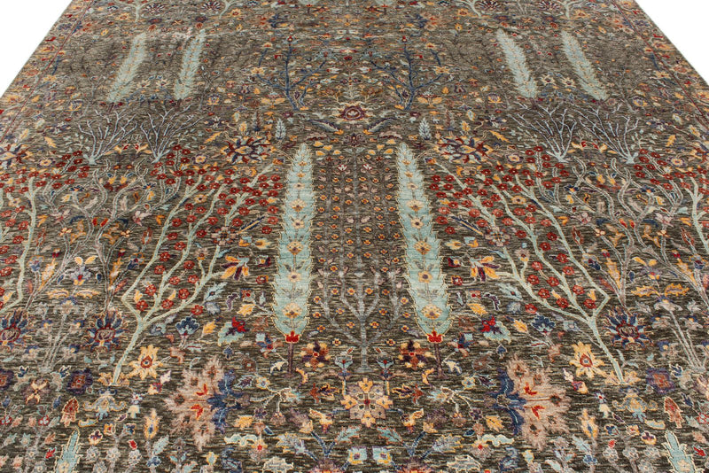 10x14 Gray and Multicolor Turkish Oushak Rug