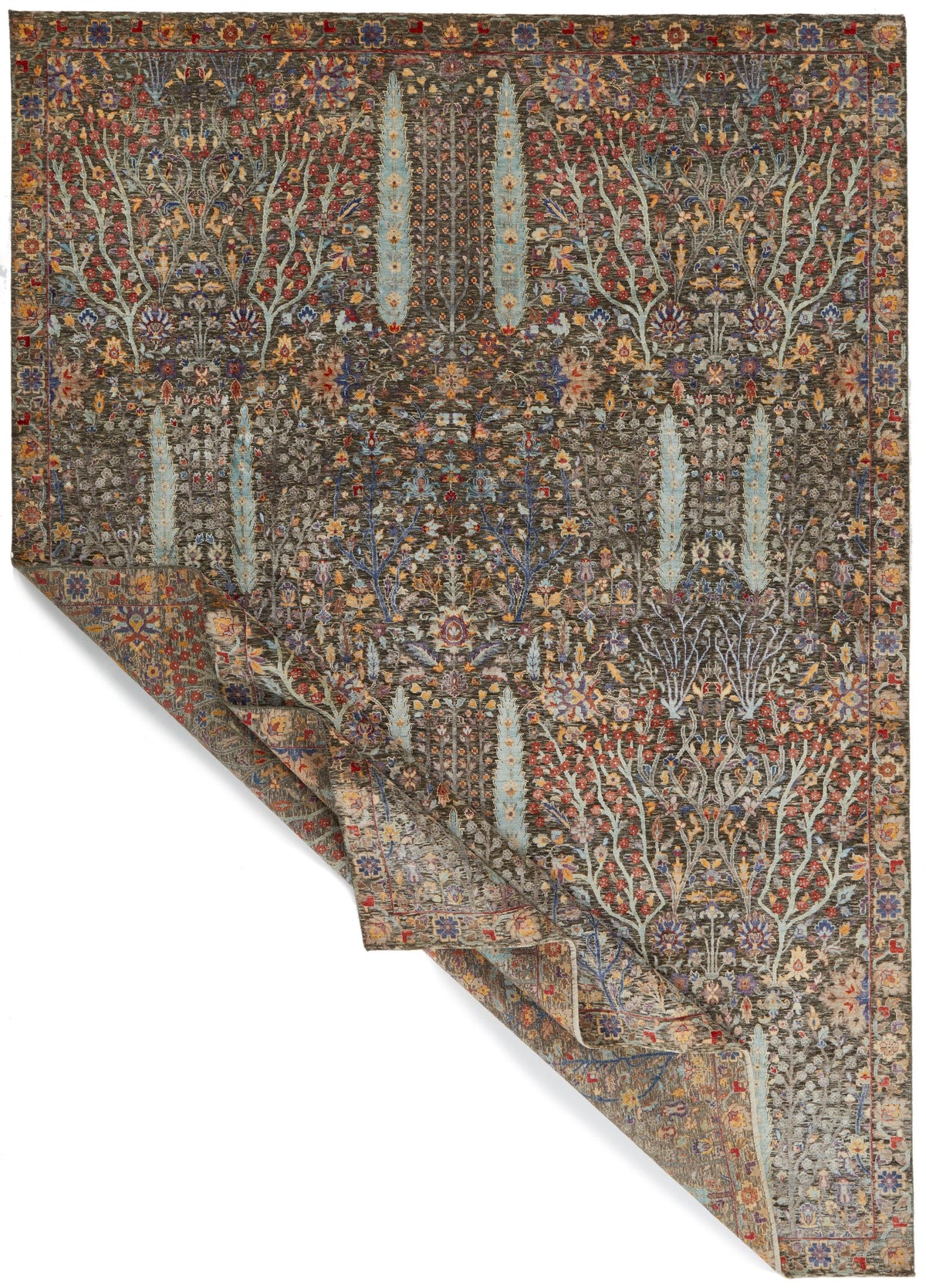 10x14 Gray and Multicolor Turkish Oushak Rug