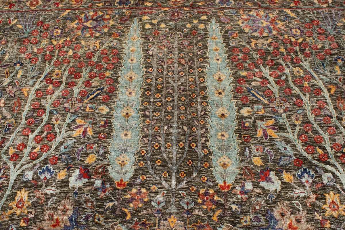 10x14 Gray and Multicolor Turkish Oushak Rug