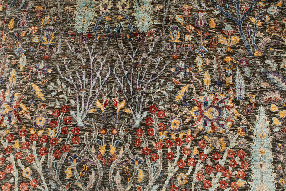 10x14 Gray and Multicolor Turkish Oushak Rug