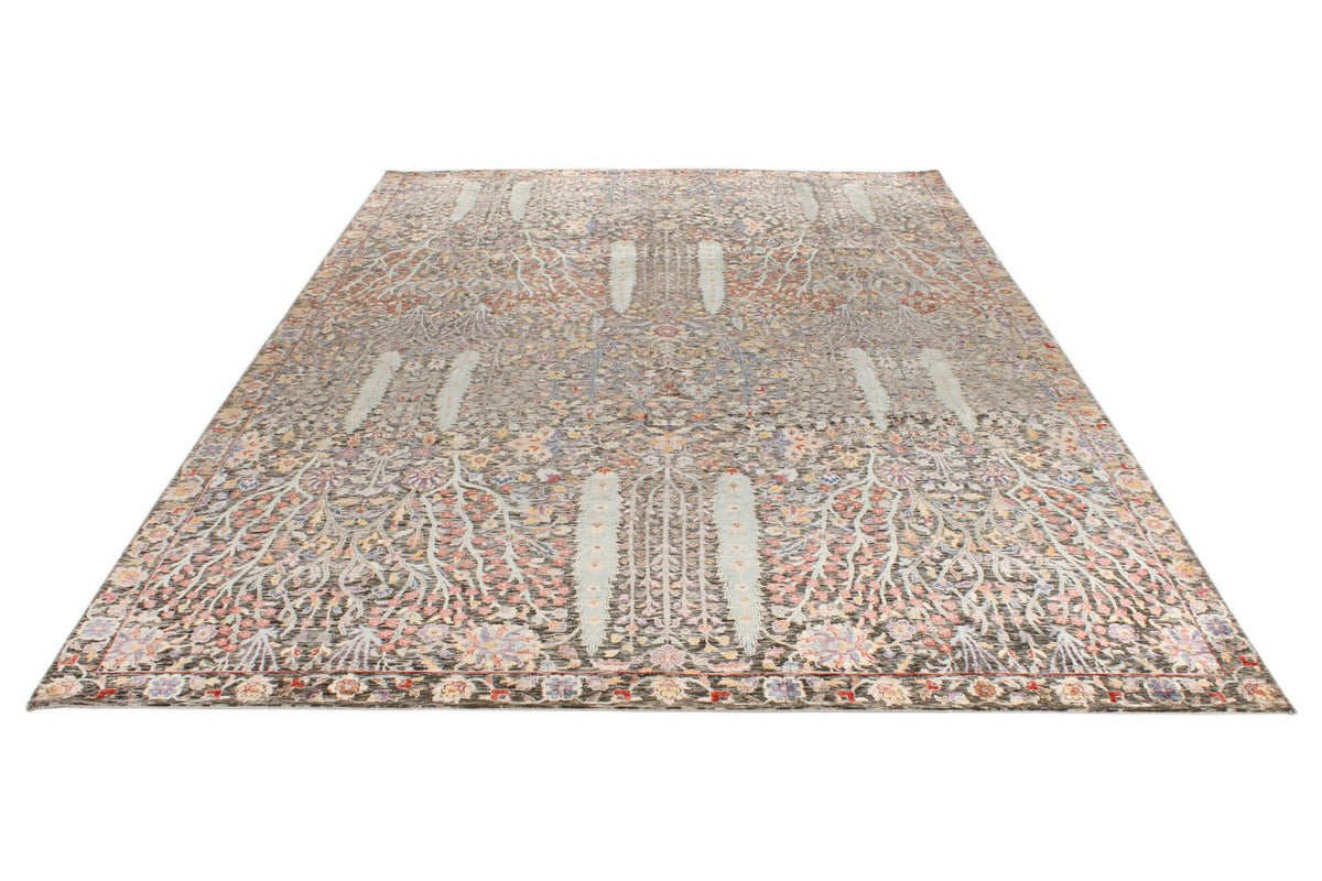 10x14 Gray and Multicolor Turkish Oushak Rug