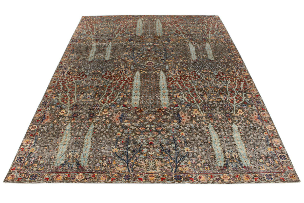 10x14 Gray and Multicolor Turkish Oushak Rug