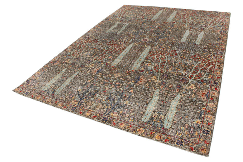 10x14 Gray and Multicolor Turkish Oushak Rug