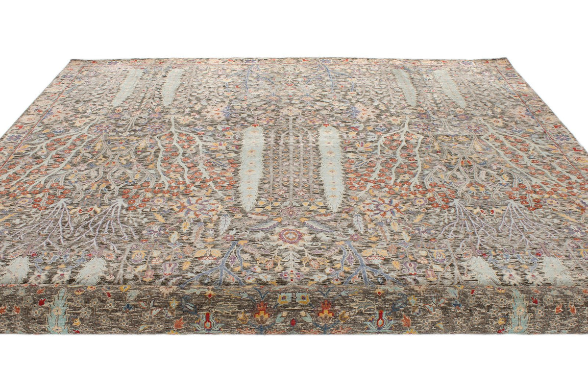 10x14 Gray and Multicolor Turkish Oushak Rug