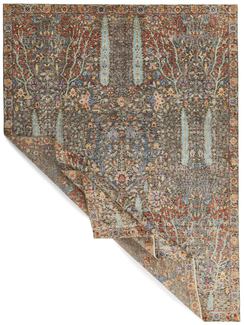 9x12 Gray and Multicolor Turkish Oushak Rug