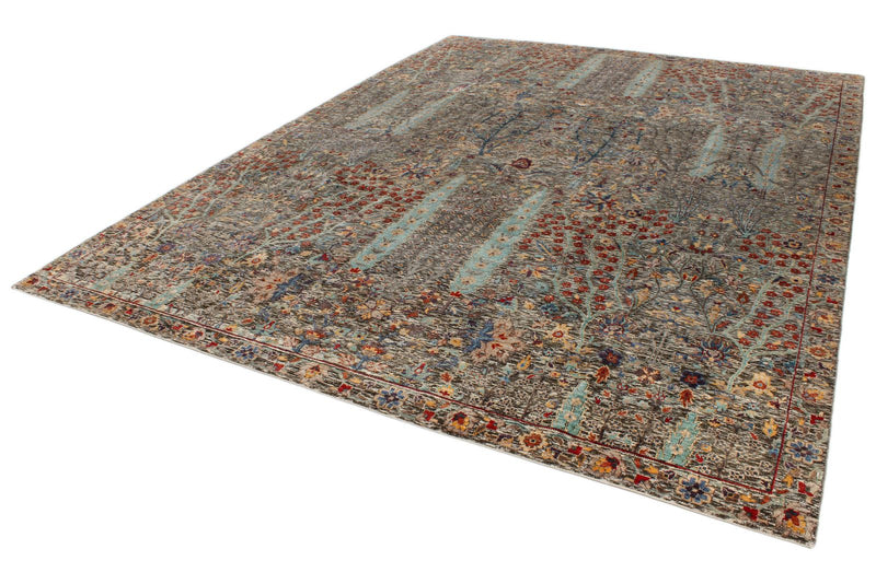 9x12 Gray and Multicolor Turkish Oushak Rug