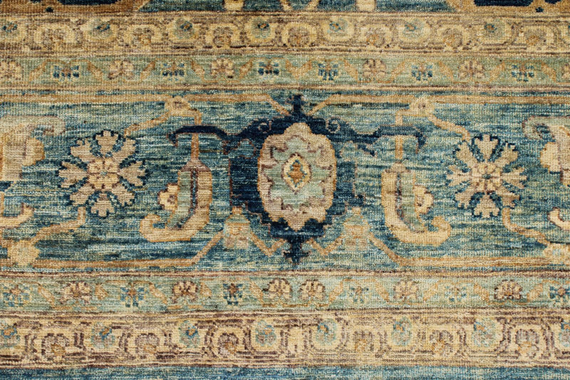 9x12 Blue and Ivory Anatolian Traditional Rug