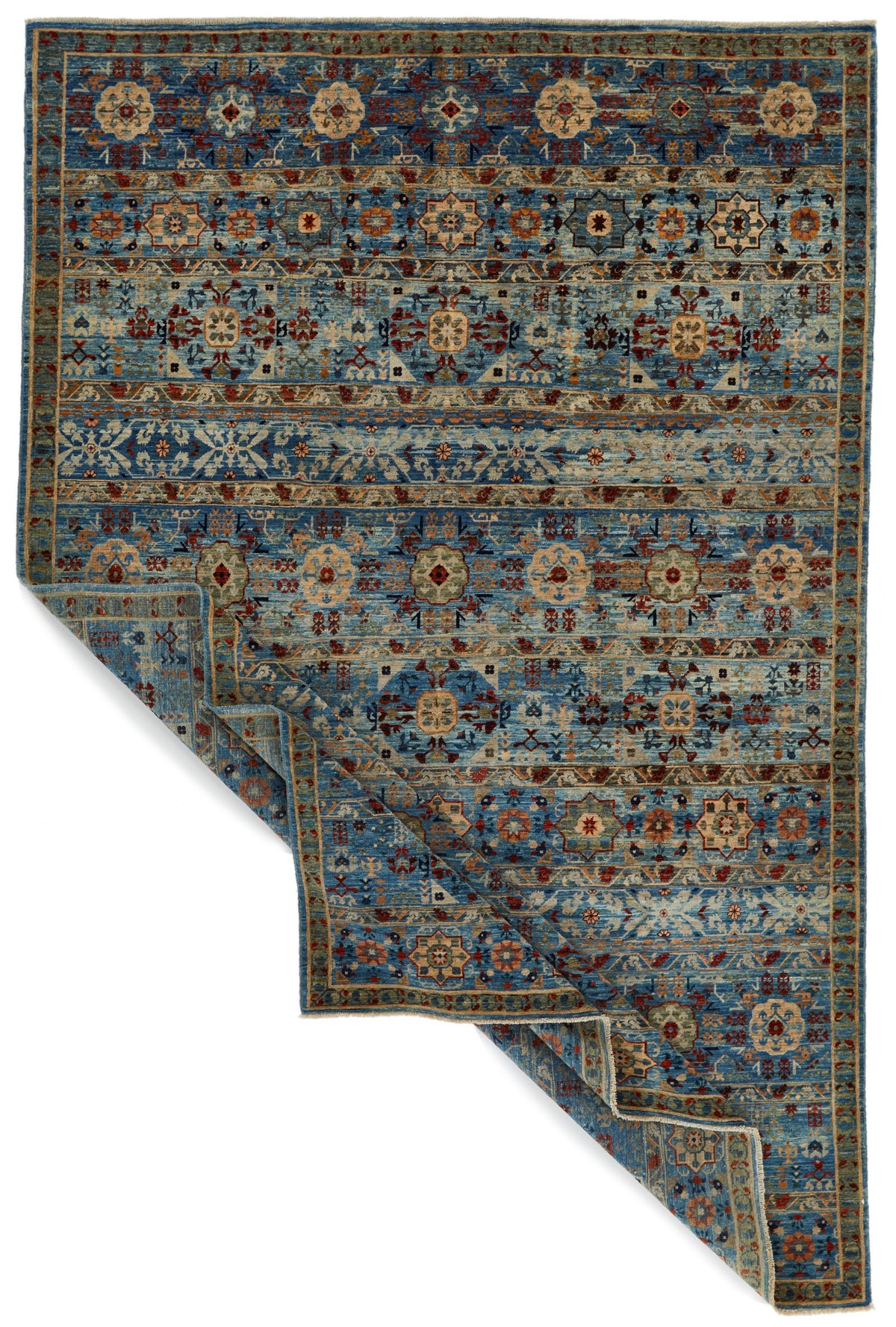 6x9 Blue and Multicolor Anatolian Traditional Rug