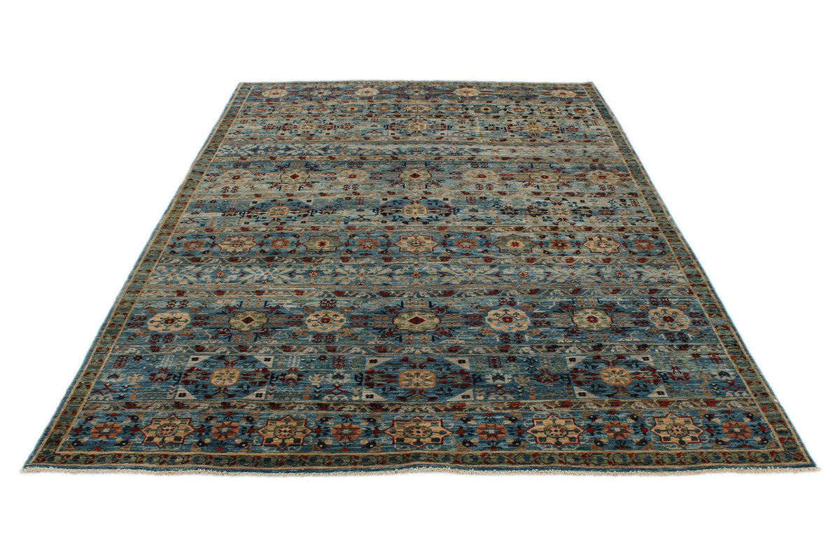 6x9 Blue and Multicolor Anatolian Traditional Rug