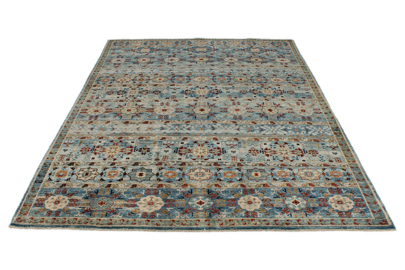 6x9 Blue and Multicolor Anatolian Traditional Rug