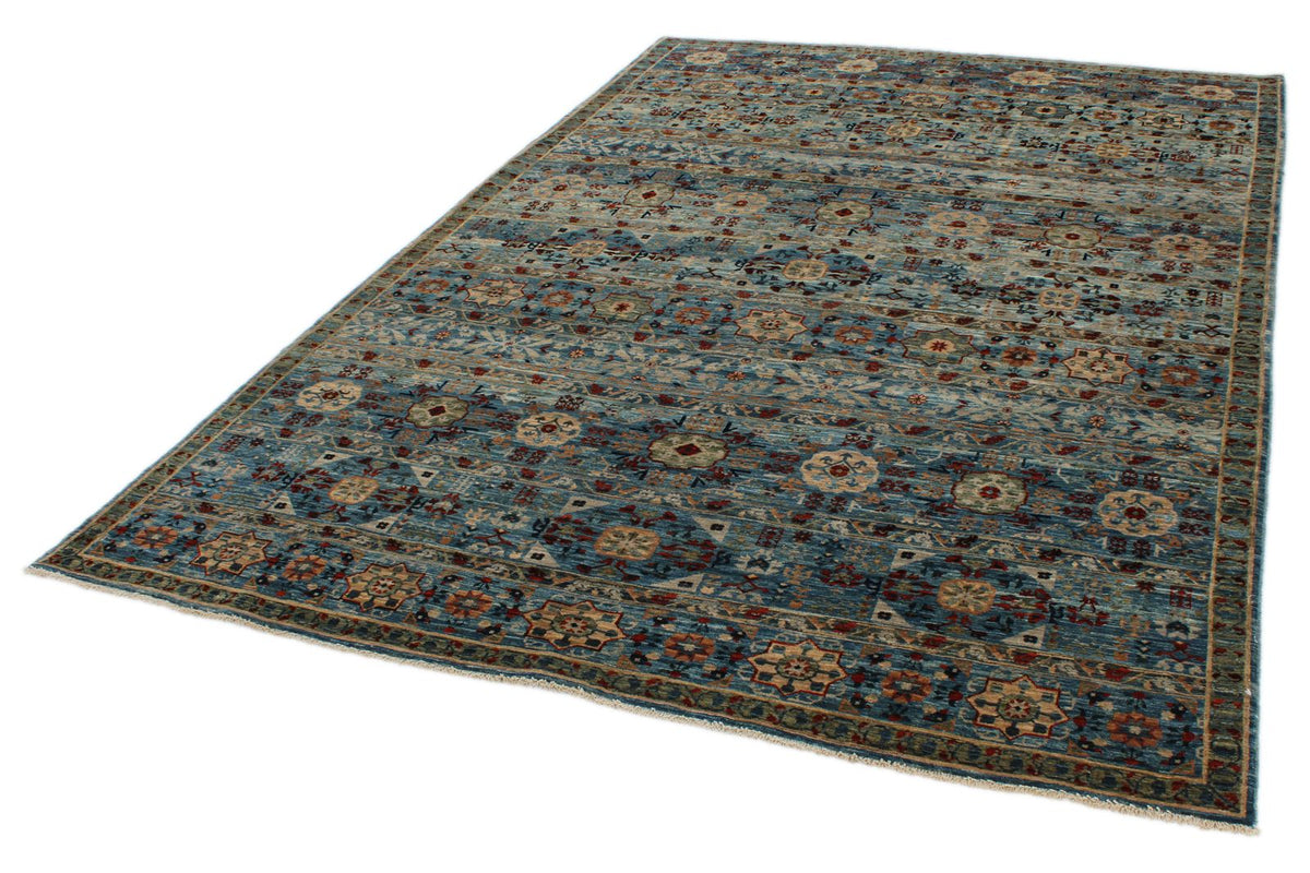 6x9 Blue and Multicolor Anatolian Traditional Rug