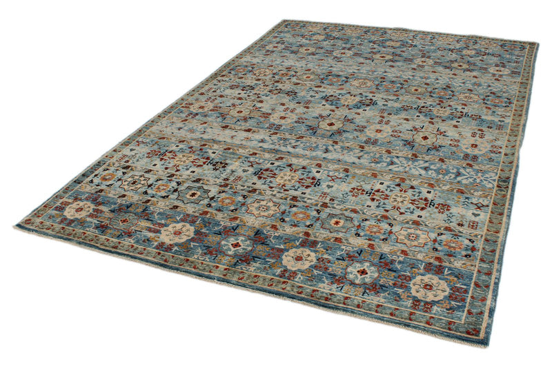 6x9 Blue and Multicolor Anatolian Traditional Rug