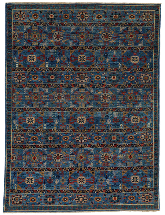 6x8 Blue and Multicolor Anatolian Traditional Rug