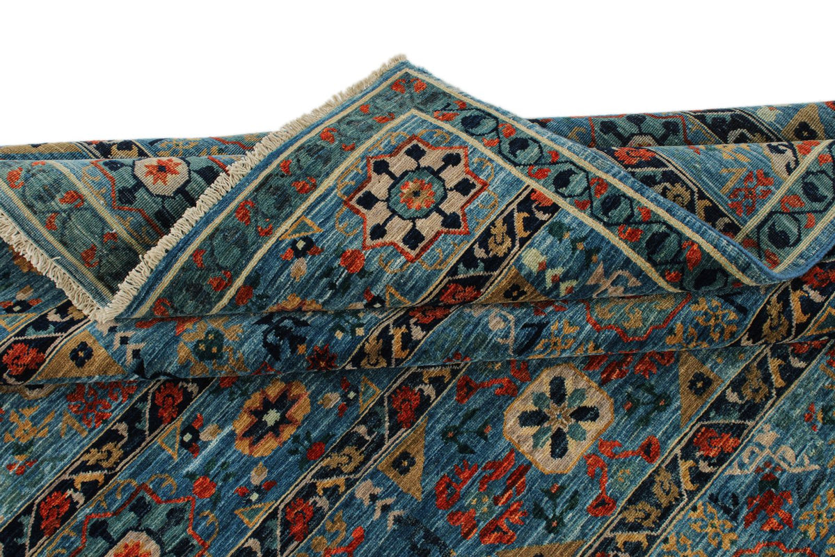 6x8 Blue and Multicolor Anatolian Traditional Rug