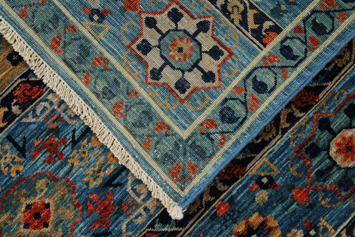 6x8 Blue and Multicolor Anatolian Traditional Rug