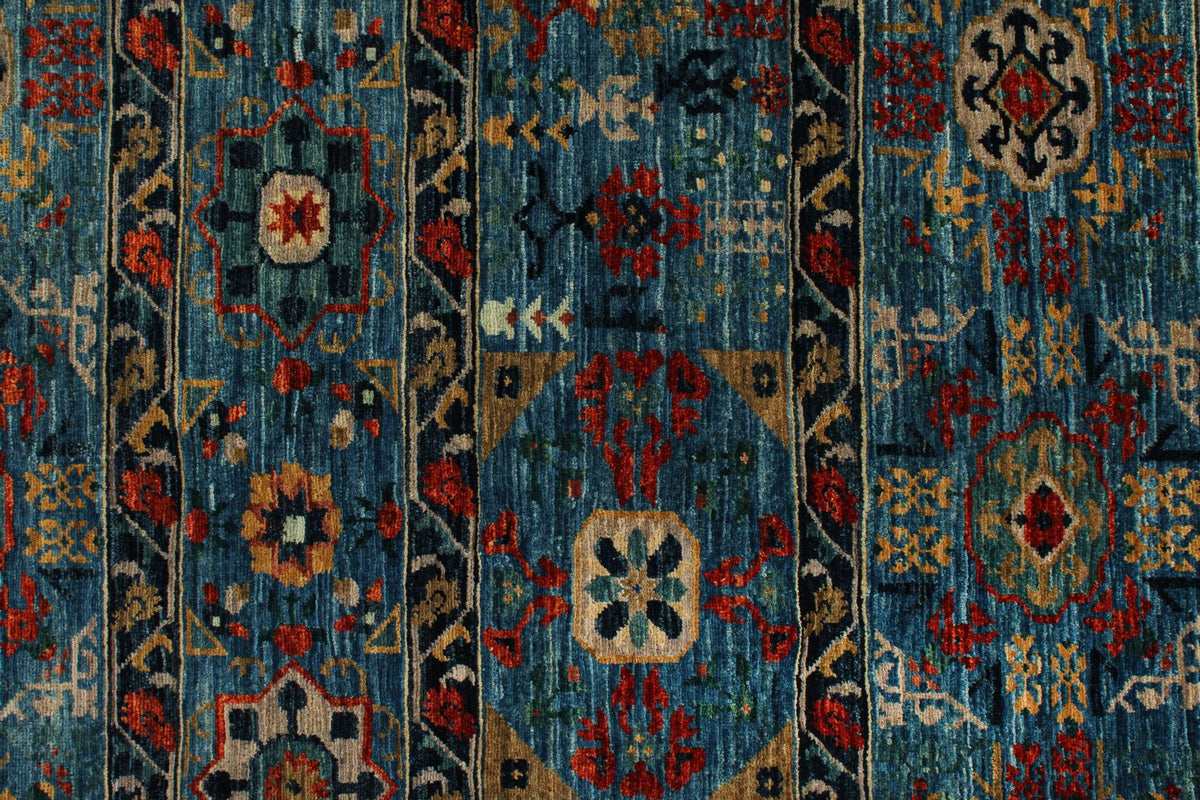 6x8 Blue and Multicolor Anatolian Traditional Rug