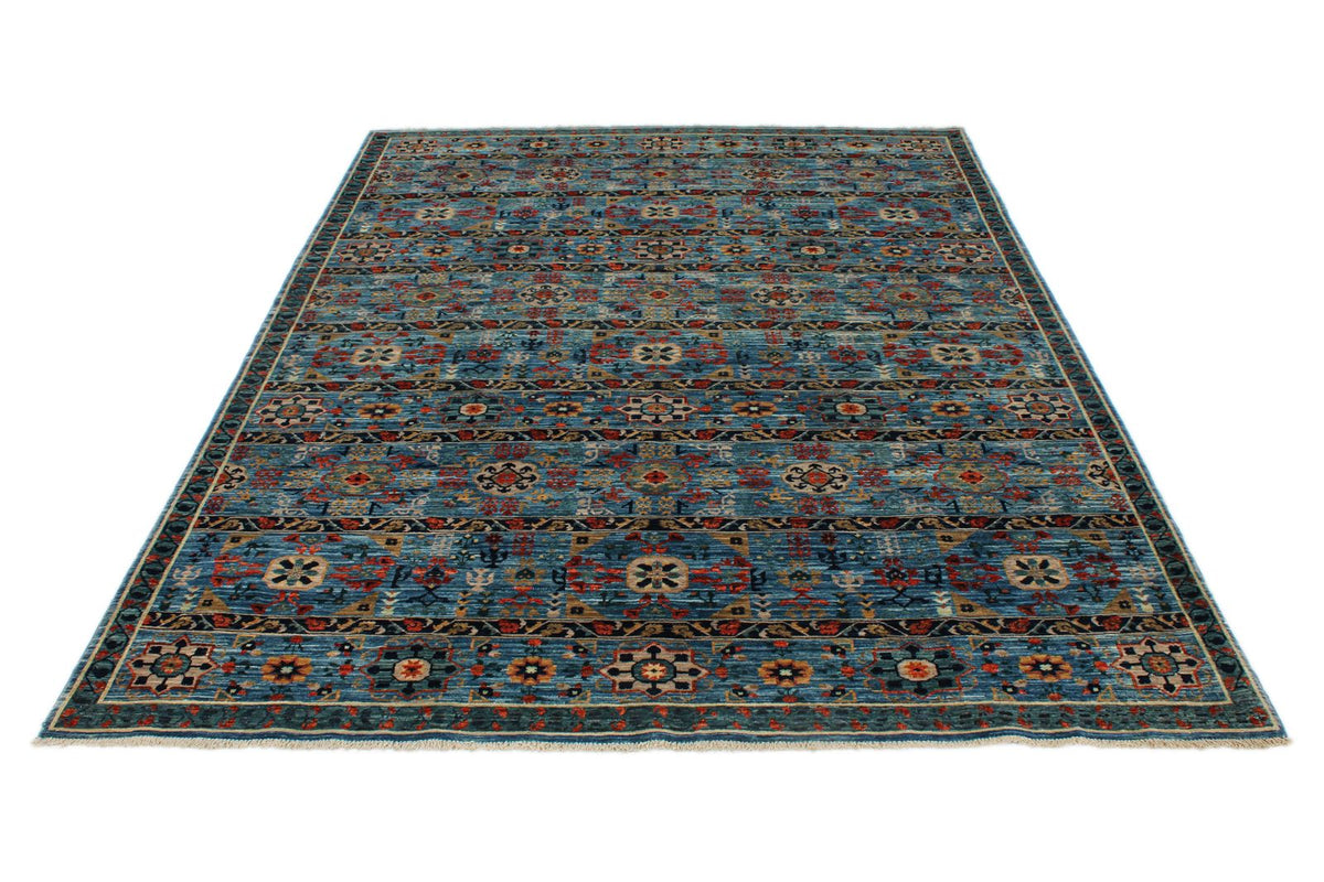 6x8 Blue and Multicolor Anatolian Traditional Rug