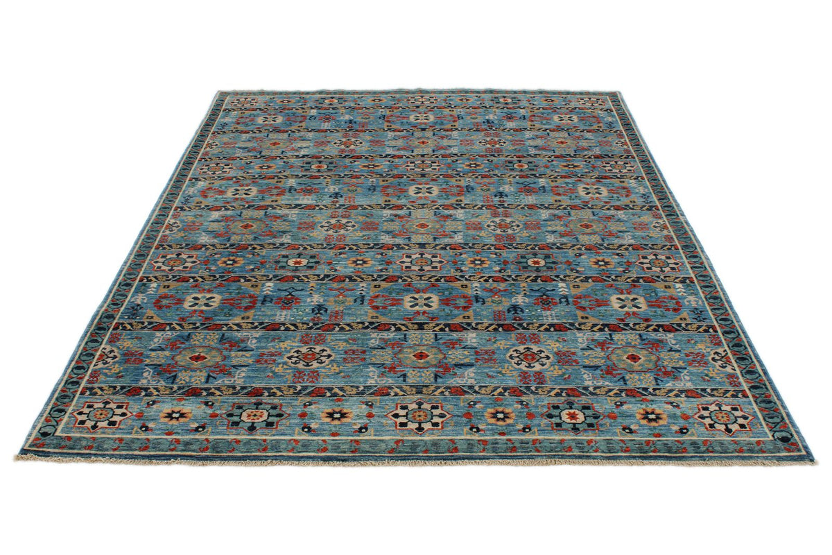 6x8 Blue and Multicolor Anatolian Traditional Rug