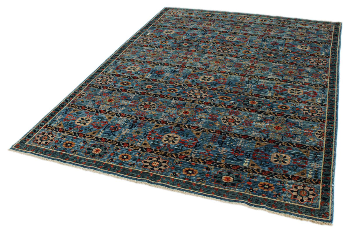 6x8 Blue and Multicolor Anatolian Traditional Rug