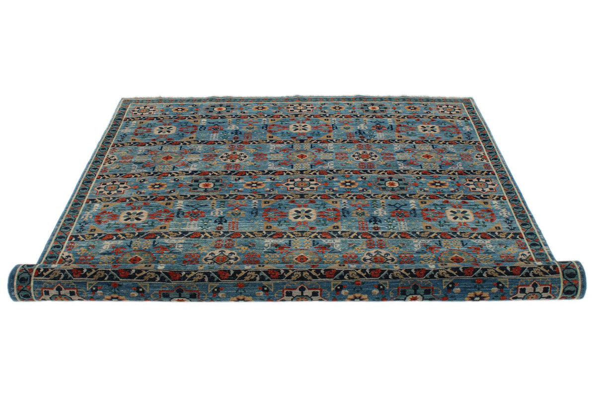 6x8 Blue and Multicolor Anatolian Traditional Rug