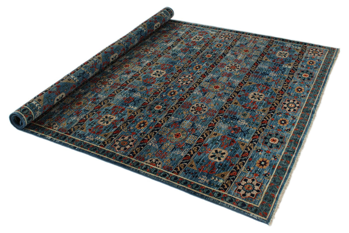 6x8 Blue and Multicolor Anatolian Traditional Rug