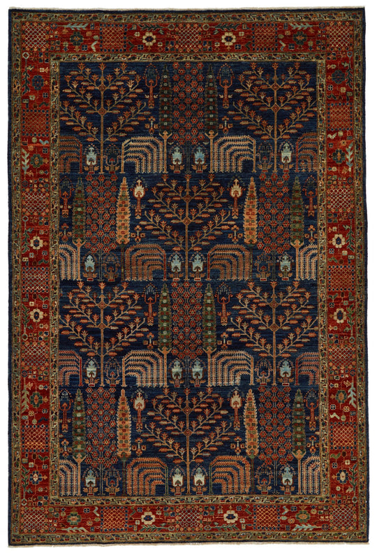 6x9 Navy and Rust Traditional Rug