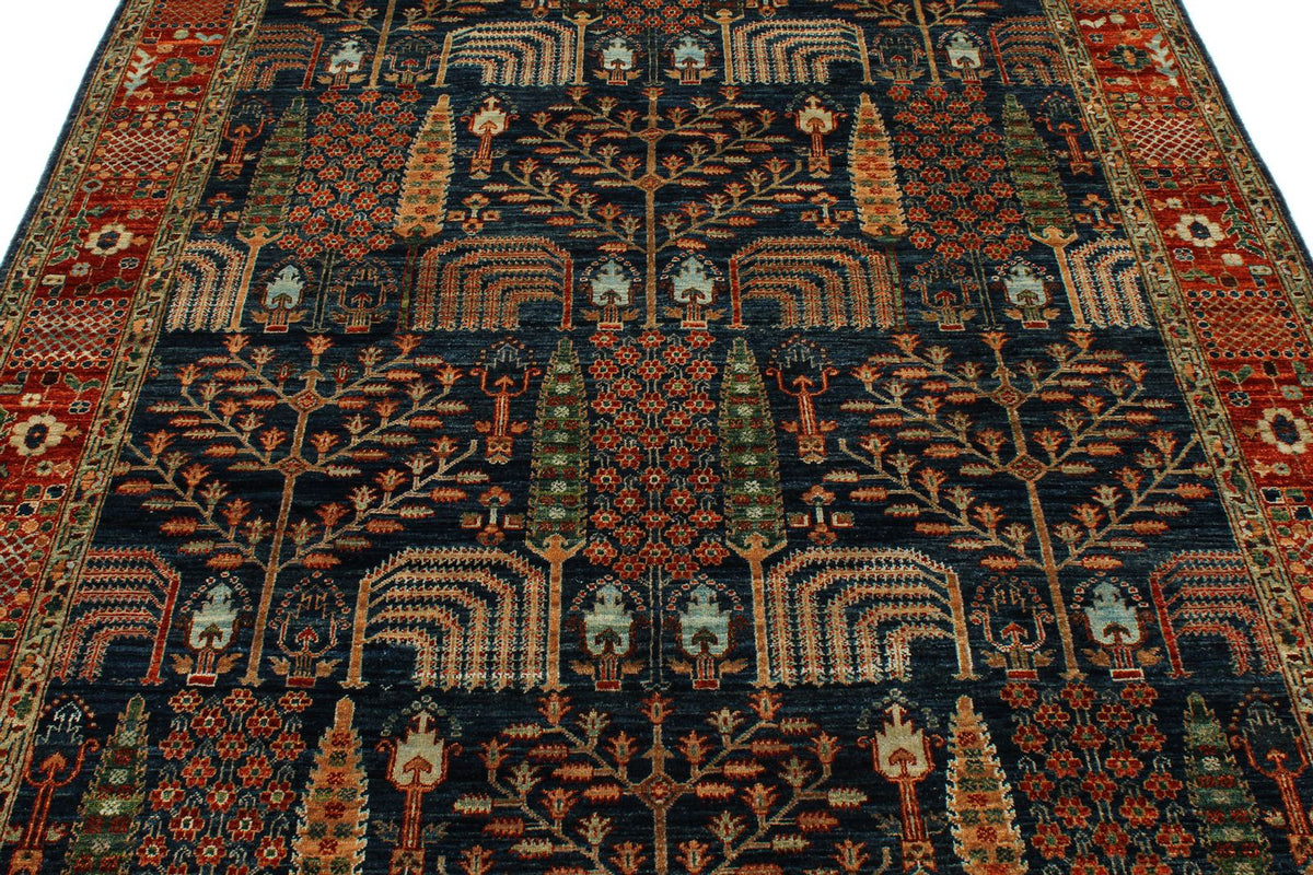 6x9 Navy and Rust Traditional Rug