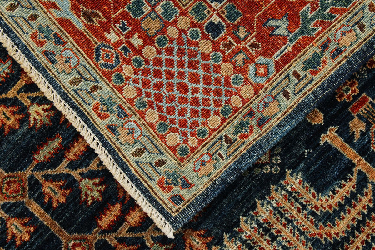 6x9 Navy and Rust Traditional Rug