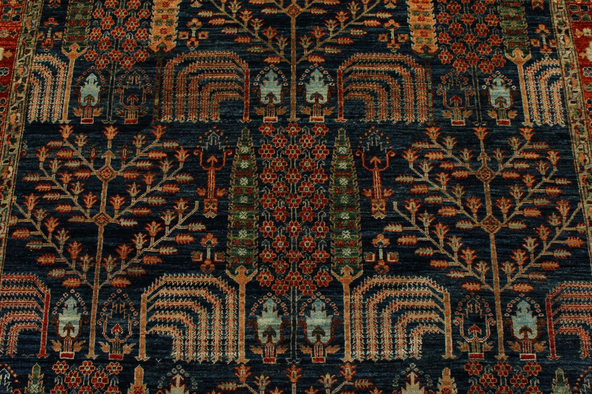 6x9 Navy and Rust Traditional Rug