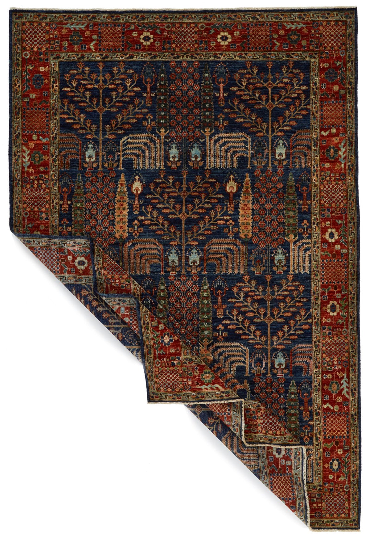 6x9 Navy and Rust Traditional Rug