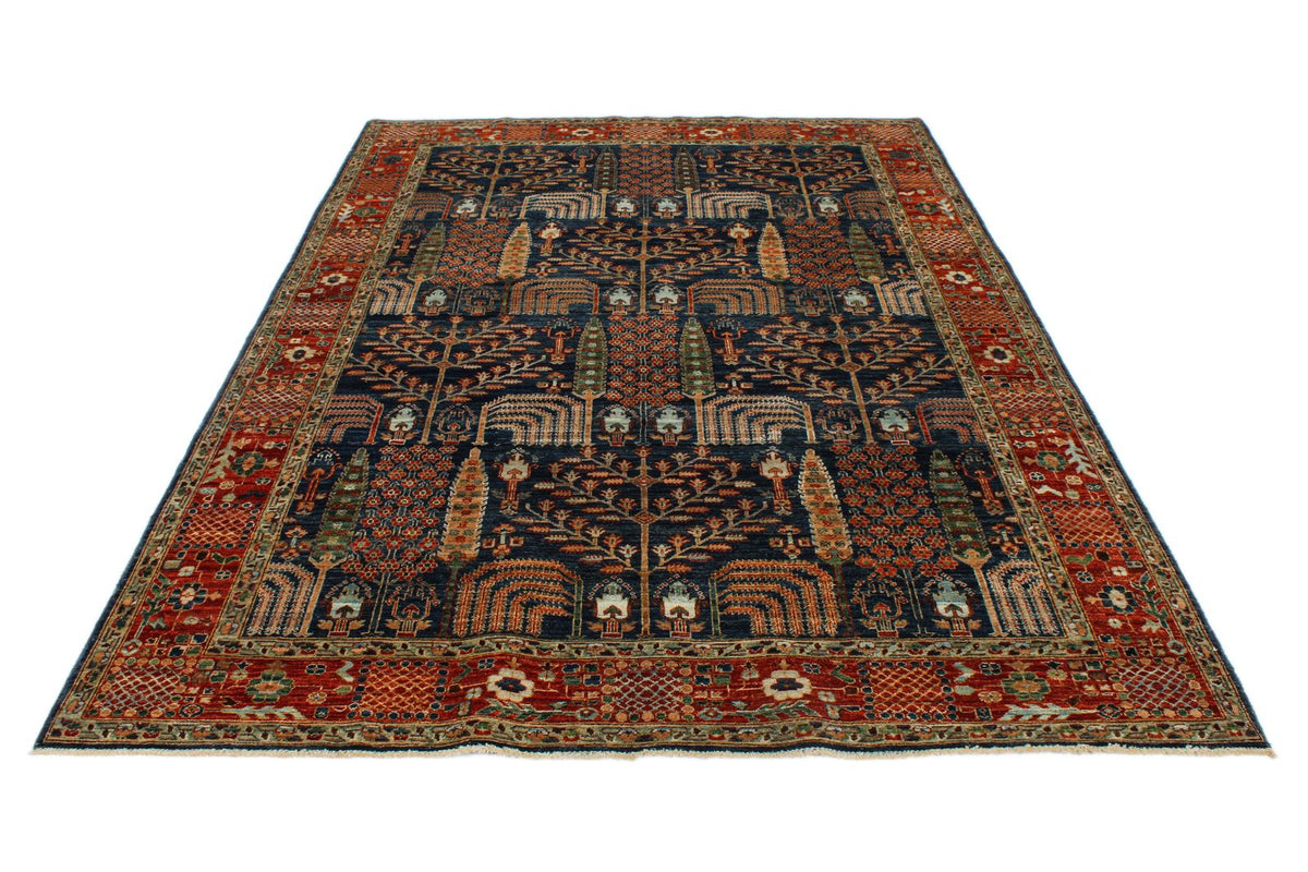 6x9 Navy and Rust Traditional Rug