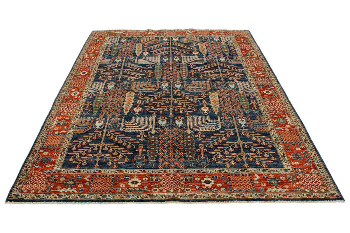 6x9 Navy and Rust Traditional Rug