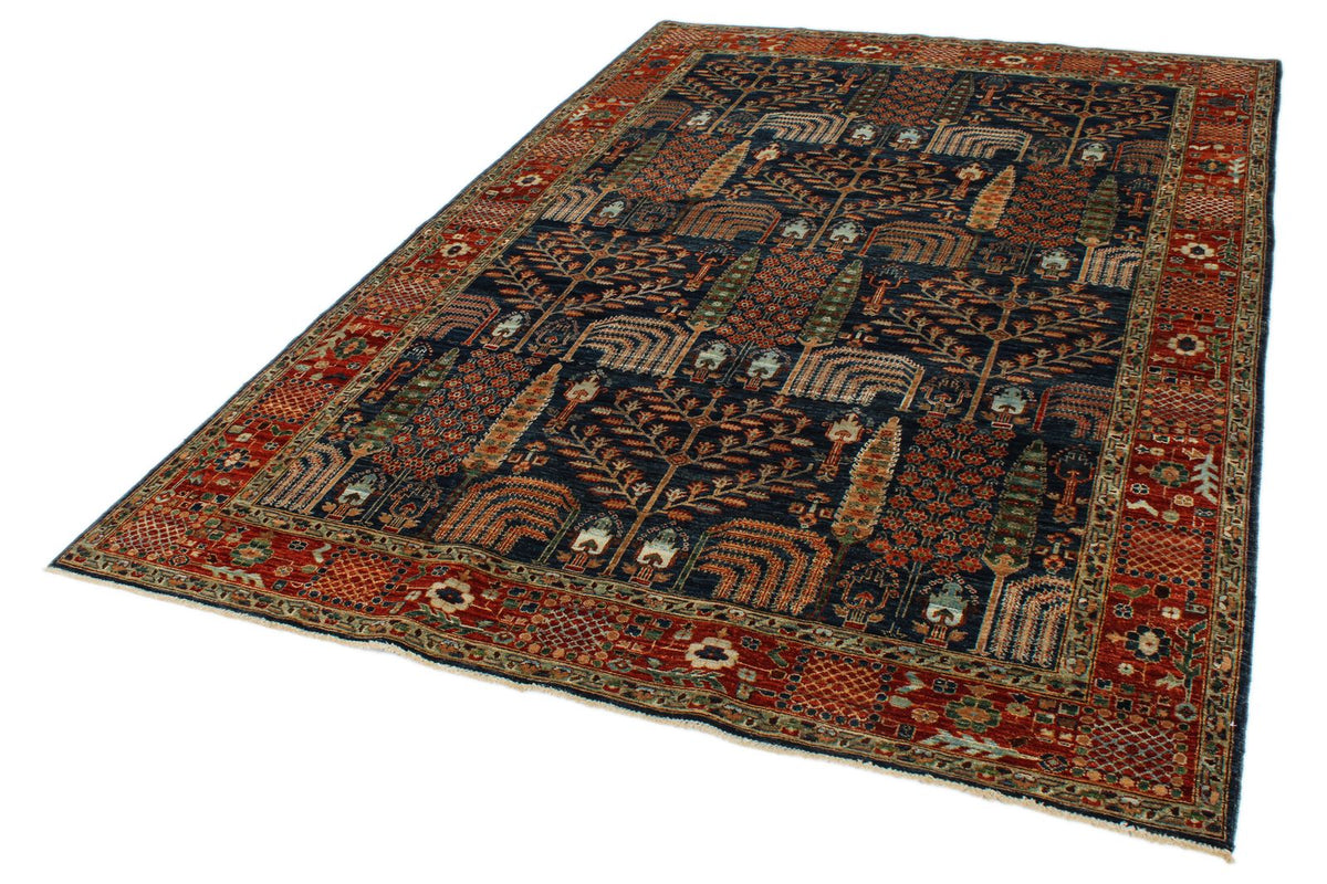 6x9 Navy and Rust Traditional Rug
