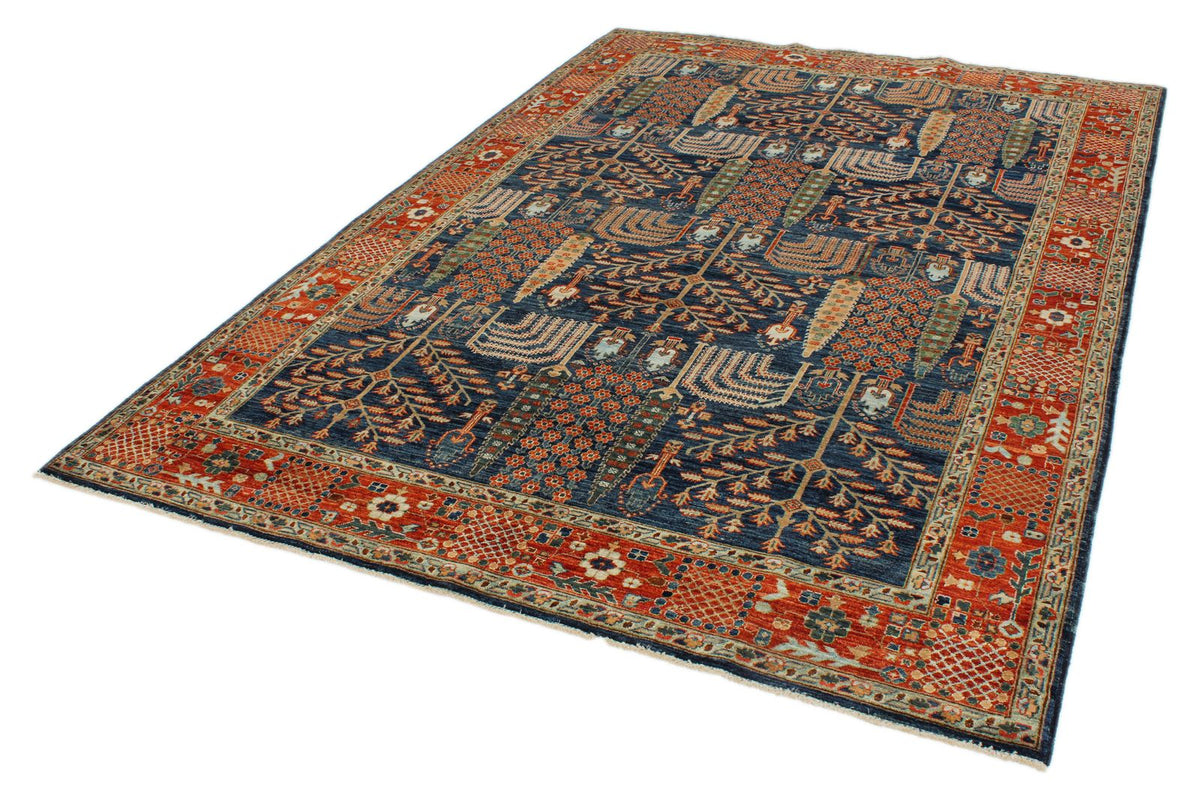 6x9 Navy and Rust Traditional Rug