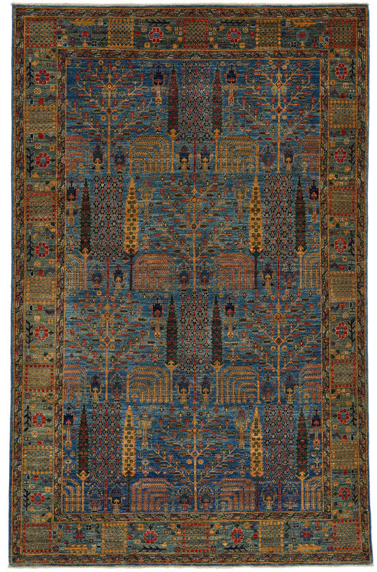 6x9 Blue and Green Traditional Rug