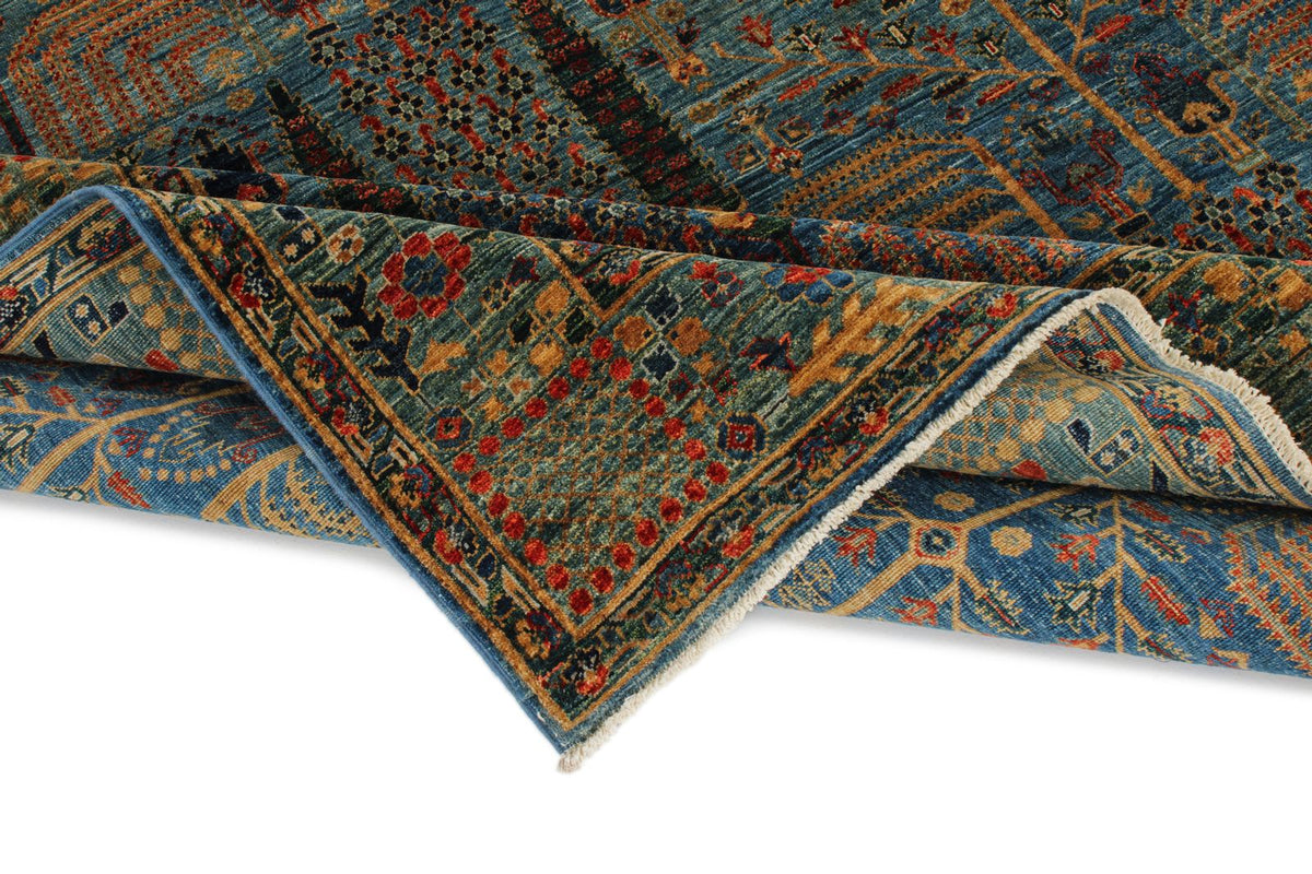 6x9 Blue and Green Traditional Rug