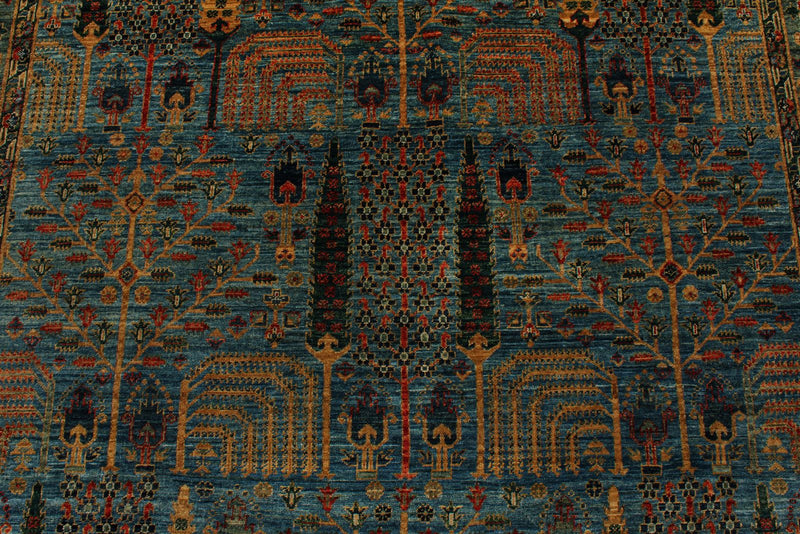 6x9 Blue and Green Traditional Rug