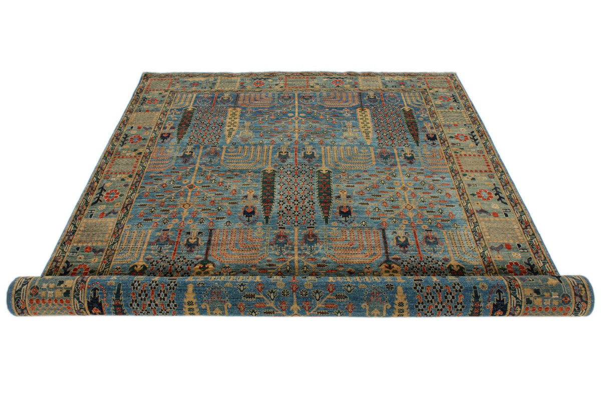 6x9 Blue and Green Traditional Rug