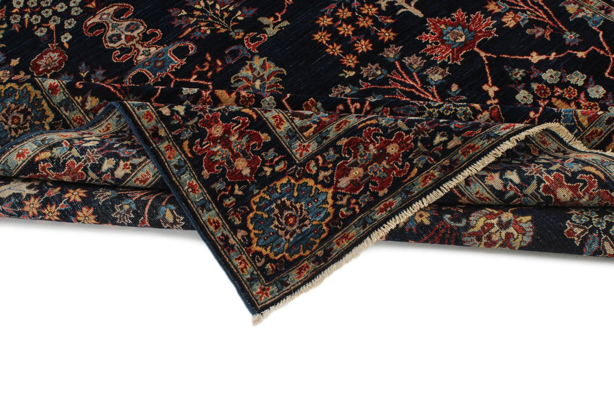 6x9 Navy and Multicolor Traditional Rug