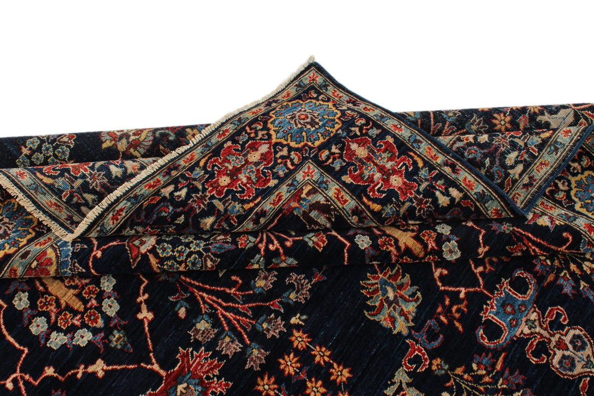 6x9 Navy and Multicolor Traditional Rug