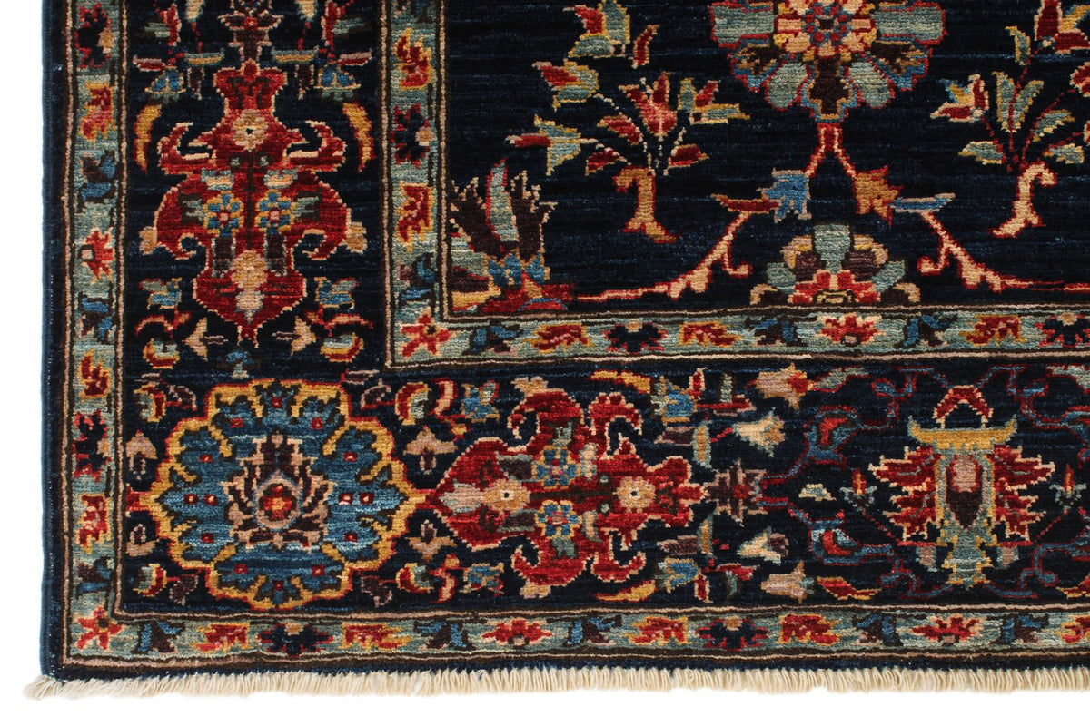 6x9 Navy and Multicolor Traditional Rug
