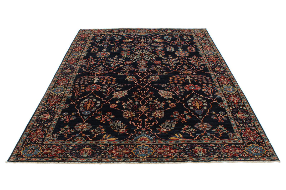 6x9 Navy and Multicolor Traditional Rug