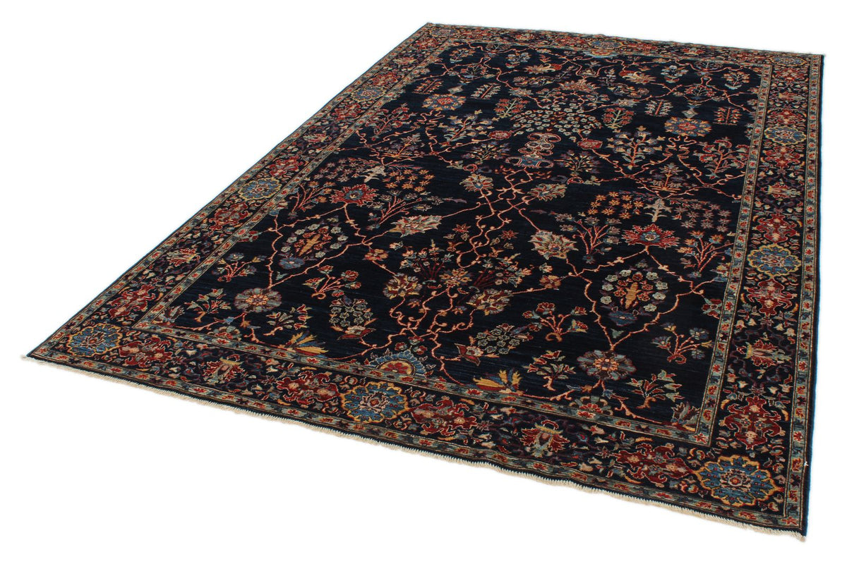 6x9 Navy and Multicolor Traditional Rug
