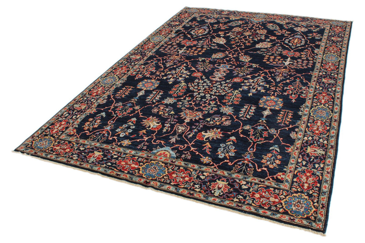 6x9 Navy and Multicolor Traditional Rug