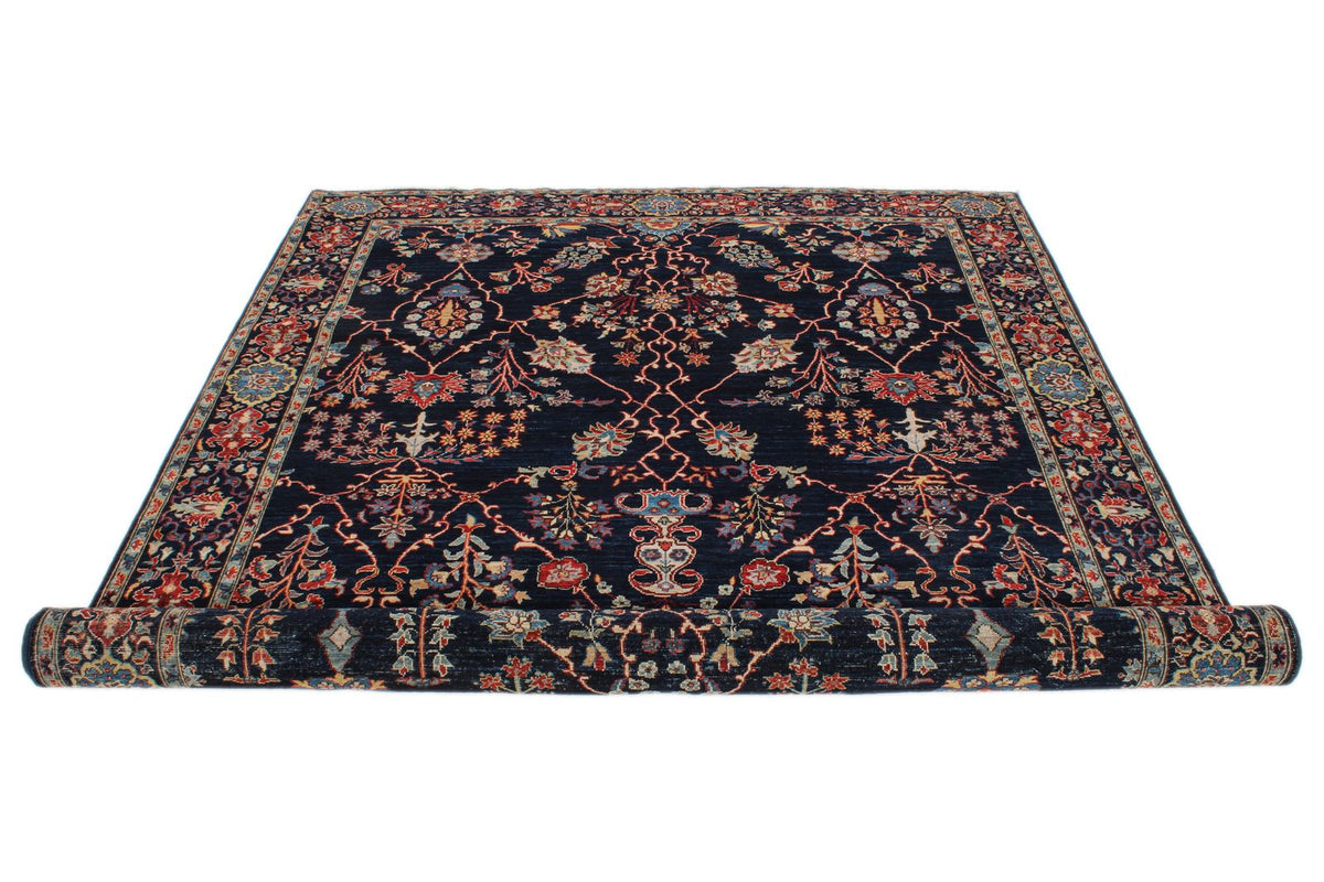 6x9 Navy and Multicolor Traditional Rug