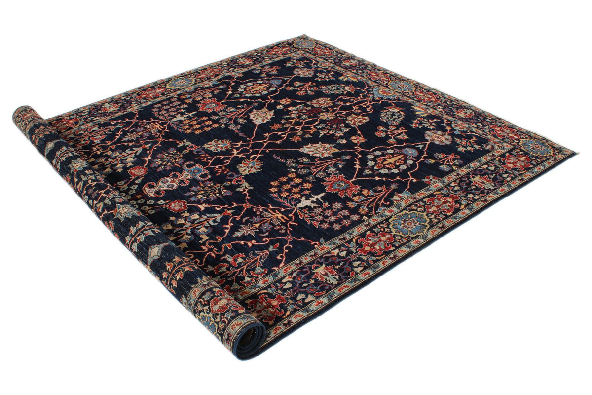6x9 Navy and Multicolor Traditional Rug